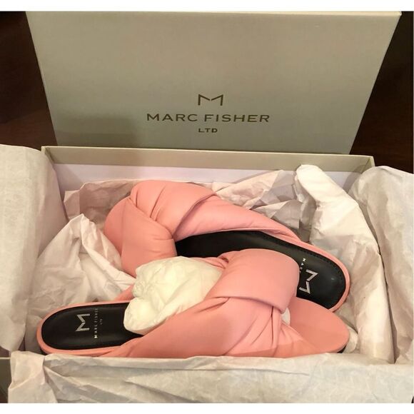 MARC FISHER - 🎉HP🎉 L Sz 5.5 “Ogalia” Pink Puffy Leather Slides. NEW IN BOX - Picture 6 of 16